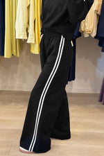 Load image into Gallery viewer, Fiery Red Varsity Striped Detail Crewneck Pullover Elastic Sweatpants 2pcs Outfit
