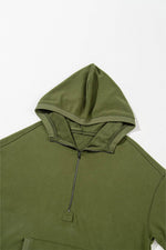 Load image into Gallery viewer, Light Grey Solid Kangaroo Pocket Half Zipper Oversized Hoodie - Fashion Queen

