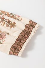 Load image into Gallery viewer, Apricot Floral Print Tassel Drawstring V Neck Loose Mini Dress
