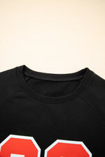 Load image into Gallery viewer, Black Varsity Spirit Striped 89 Graphic Casual Sweatshirt
