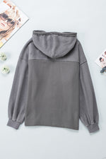 Load image into Gallery viewer, Black Flap Pocket Drawstring Hood Zip Up Jacket
