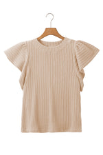 Load image into Gallery viewer, Sleet Solid Color Textured Flutter Sleeve Top
