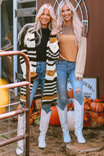 Load image into Gallery viewer, Multicolor Color Block Long Sleeve Ribbed Loose Top - Fashion Queen -  27
