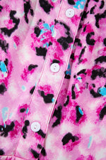 Load image into Gallery viewer, Black Leopard Print Buttoned Front 3/4 Sleeve Tiered Ruffled Hem Dress - Fashion Queen
