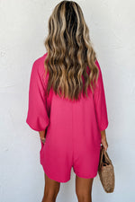 Load image into Gallery viewer, Black Half Button Collared Loose Romper
