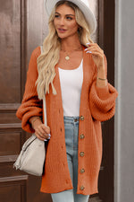Load image into Gallery viewer, Gold Flame Button Front V Neck Chunky Cardigan Sweater
