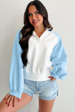 Load image into Gallery viewer, Beau Blue Colorblock Snap Buttons Pullover Sweatshirt
