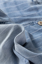 Load image into Gallery viewer, Beau Blue Multi Buttons Pinstripe Wide Leg Jeans

