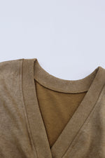 Load image into Gallery viewer, Khaki Exposed Seam Twist Open Back Oversized Sweatshirt

