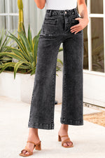 Load image into Gallery viewer, Blue Chic Patch Pocket Straight Leg Loose Jeans
