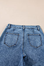 Load image into Gallery viewer, Blue Chic Patch Pocket Straight Leg Loose Jeans
