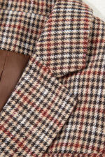 Load image into Gallery viewer, Brown Houndstooth Lapel Collar Blazer

