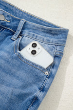 Load image into Gallery viewer, Ashleigh Blue Cut out Side Frayed Hemline Flare Jeans
