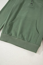 Load image into Gallery viewer, Black Button Drawstring Hooded Pullover and Casual Short Set
