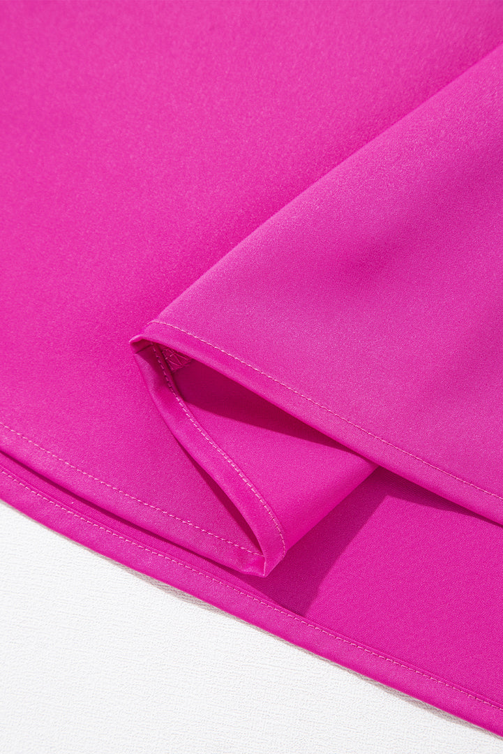 Bright Pink Silky V Neck Dolman Blouse