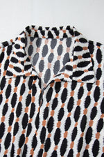 Load image into Gallery viewer, Apricot Geometric Print Collared V Neck Plus Size Mini Dress
