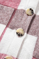 Load image into Gallery viewer, Khaki Plaid Color Block Buttoned Long Sleeve Jacket with Pocket - Fashion Queen
