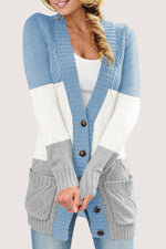 Load image into Gallery viewer, Gray Front Pocket and Buttons Closure Cardigan
