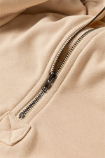 Load image into Gallery viewer, Light Grey Solid Kangaroo Pocket Half Zipper Oversized Hoodie - Fashion Queen

