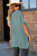 Load image into Gallery viewer, Apricot Short Sleeve Side Slit Oversized Sweater
