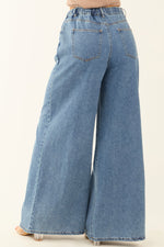 Load image into Gallery viewer, Dusk Blue Medium Wash Super Wide Leg Denim Pants
