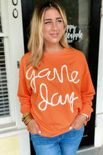 Load image into Gallery viewer, Black Tinsel Game Day Drop Shoulder Graphic Sweatshirt - Fashion Queen
