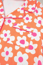Load image into Gallery viewer, Flower Print Short Sleeve Shirt Pajamas Set - Fashion Queen
