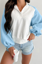 Load image into Gallery viewer, Beau Blue Colorblock Snap Buttons Pullover Sweatshirt
