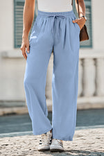 Load image into Gallery viewer, Myosotis Drawstring Elastic Waistband Pleated Loose Pants
