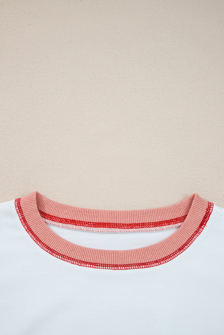 White Stripe Colorblock Patchwork Contrast Stitching Oversize Sweatshirt