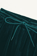 Load image into Gallery viewer, Black Solid Drawstring Waist Wide Leg Pants - Fashion Queen
