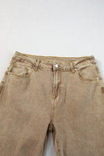 Load image into Gallery viewer, Peach Blossom Acid Washed High Rise Cropped Wide Leg Jeans
