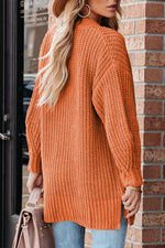 Load image into Gallery viewer, Gold Flame Button Front V Neck Chunky Cardigan Sweater
