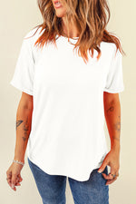 Load image into Gallery viewer, White Casual Plain Crew Neck Tee
