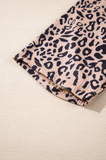 Load image into Gallery viewer, Khaki Leopard Print Ribbed Textured Knit Biker Shorts
