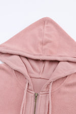 Load image into Gallery viewer, Black Flap Pocket Drawstring Hood Zip Up Jacket
