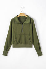 Load image into Gallery viewer, Valerian Quarter Zip Stand Neck Kangaroo Pocket Sweatshirt - Fashion Queen
