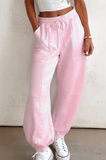 Load image into Gallery viewer, Lilac Drawstring Waist Patchwork Solid Color Jogger Pants
