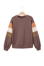 Load image into Gallery viewer, Dark Khaki Color Block Drop Shoulder Pullover Casual Sweatshirt
