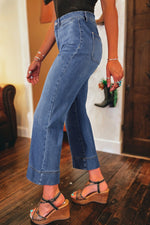 Load image into Gallery viewer, Ashleigh Blue Mineral Wash High Waist Bell Bottom Crop Jeans
