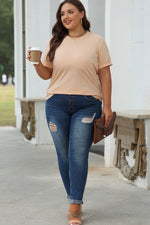 Load image into Gallery viewer, White Casual Plain Crew Neck Tee
