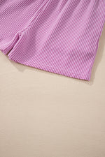 Load image into Gallery viewer, Carbon Grey Corded Knit Long Sleeve Top and High Waist Shorts Set
