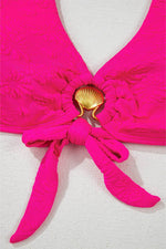 Load image into Gallery viewer, Rose Red Gold Shell Decor Wire-free Knotted 2pcs Bikini Swimsuit - Fashion Queen -  17
