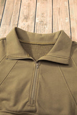 Load image into Gallery viewer, Valerian Quarter Zip Stand Neck Kangaroo Pocket Sweatshirt - Fashion Queen
