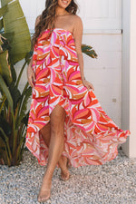 Load image into Gallery viewer, Rose Floral High Low Bandeau Vacay Dress
