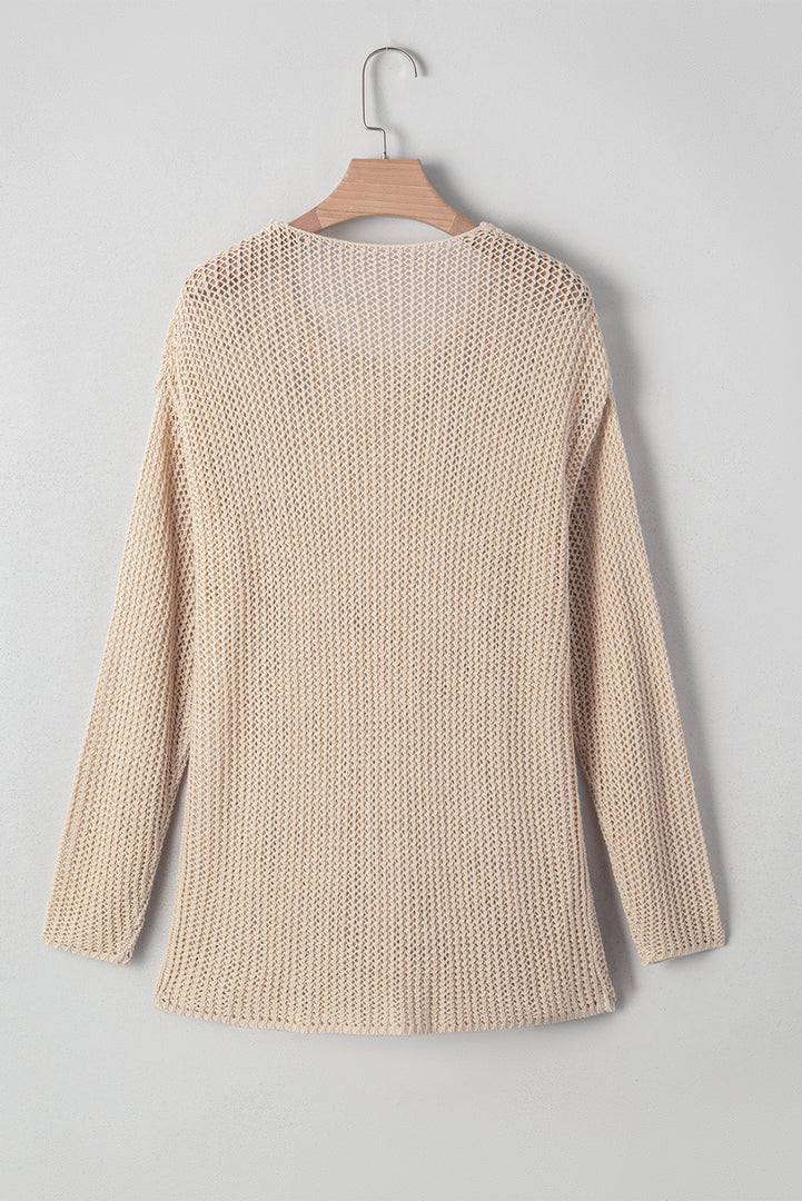 Coral Crochet Hollow-out Jumper Top Sweater - Fashion Queen -  22