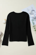 Load image into Gallery viewer, White Lightweight Ribbed Knit Button Front V Neck Cardigan

