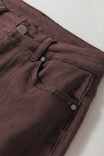 Load image into Gallery viewer, Coffee Loose Straight High Waist Solid Color Jeans
