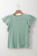 Load image into Gallery viewer, Sleet Solid Color Textured Flutter Sleeve Top - Fashion Queen
