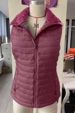 Load image into Gallery viewer, Silvery Plush Collared Quilted Zipped Puffer Vest - Fashion Queen
